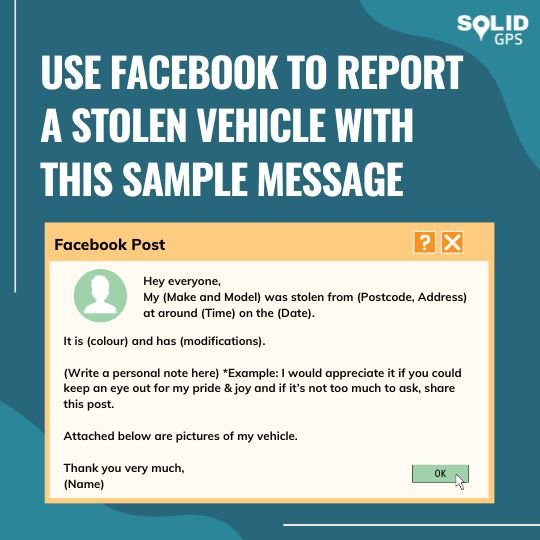 Use Facebook to Report a Stolen Vehicle with this Sample Message