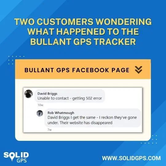 Customers Wondering What Happened to Bullant GPS Tracker Infographic showing two customers questioning what happened to the Bullant GPS Tracker