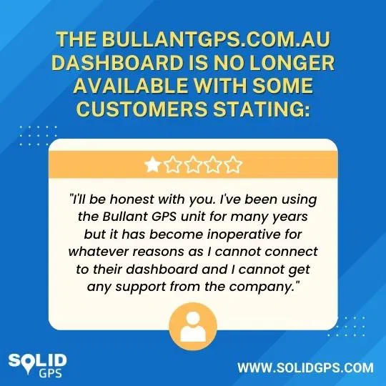 Bullant GPS Dashboard No Longer Available – Customer Statement Infographic explaining that the Bullantgps.com.au dashboard is no longer available with customer statements