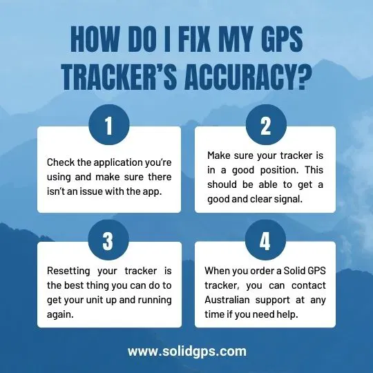 Infographic explaining how to fix a GPS tracker’s accuracy issues