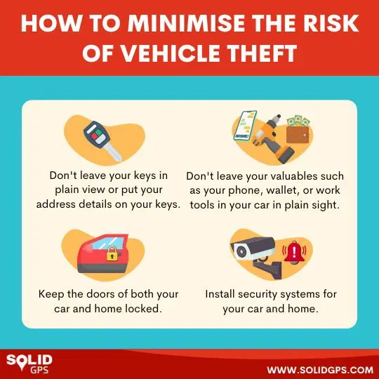 How to Minimise the Risk of Vehicle Theft Infographic explaining how to minimise the risk of vehicle theft