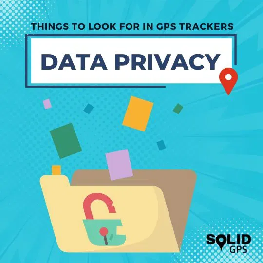 Infographic highlighting that a good GPS tracker should have a data privacy