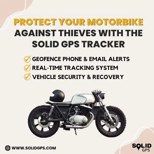Protect Your Motorbike Against Thieves with Solid GPS Infographic explaining how Solid GPS protects your motorbike against thieves