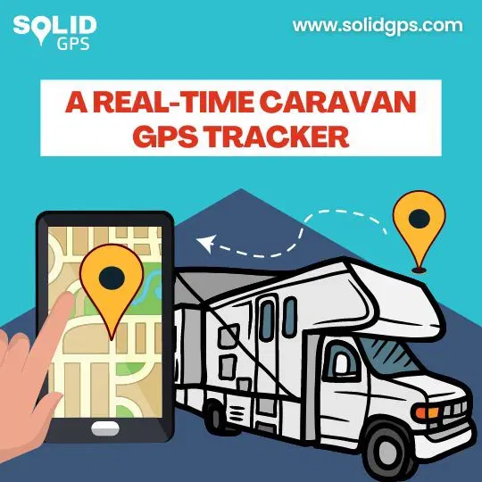 Real-Time Caravan GPS Tracker Infographic highlighting a real-time GPS tracker for caravans