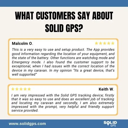 What Customers Say About Solid GPS Infographic showing customer reviews and testimonials about Solid GPS