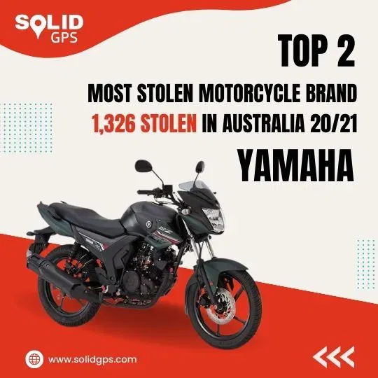 Top 2 Most Stolen Motorcycle Brand: Yamaha Infographic showing the Top 2 Most Stolen Motorcycle Brand in Australia: Yamaha