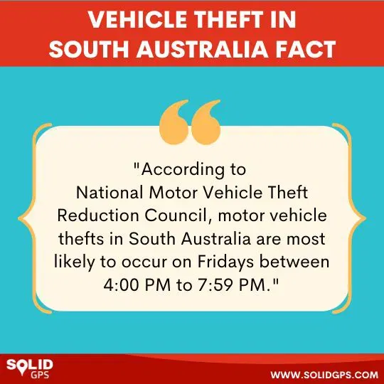 When Vehicle Theft Happens in South Australia Infographic showing when vehicle theft happens in South Australia by day and time