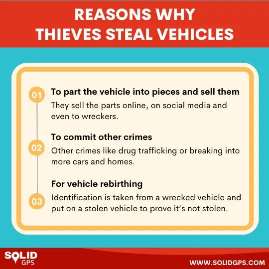 Reasons Why Thieves Steal Vehicles Infographic explaining reasons why thieves steal vehicles